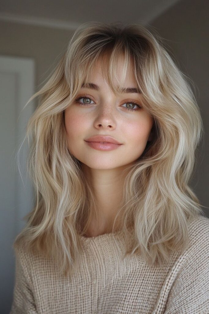Messy Textured Bun with Effortless Curtain Bangs