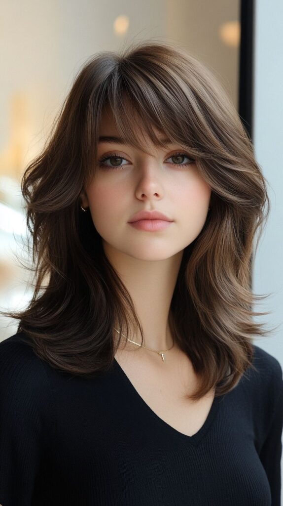 Curtain Bangs with Tapered Layers for a Soft, Flowing Effect